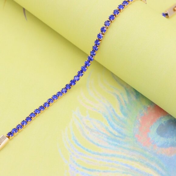 "Elegant Rose Gold Tennis Bracelet with Blue Stones, XPBL0832 - Picture 7 of 12